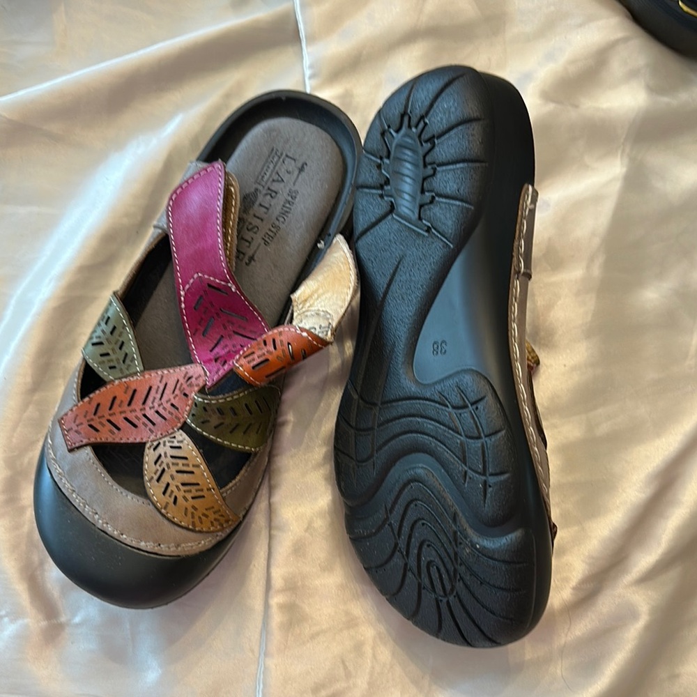 Spring Step Multicolor Leather Mules - Picture 2 of 2